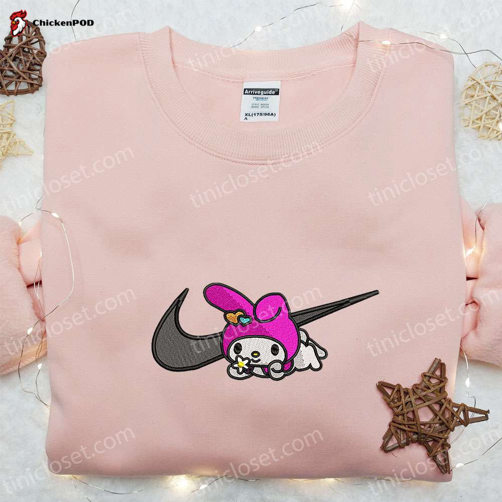 My Melody x Nike Embroidered Shirt Hello Kitty Cartoon Hoodie Nike Inspired Sweatshirt