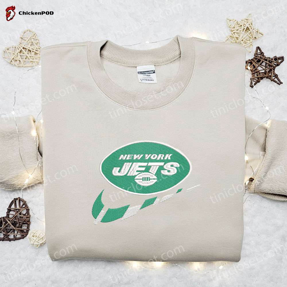 New York Jets x Nike Swoosh Embroidered Shirt & Hoodie: Best NFL Sports Gift Idea