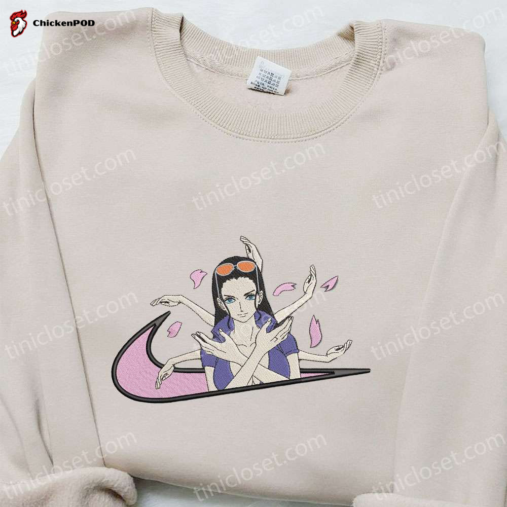 Nico Robin x Swoosh Anime Embroidered Shirt: One Piece & Best Family Gift Ideas