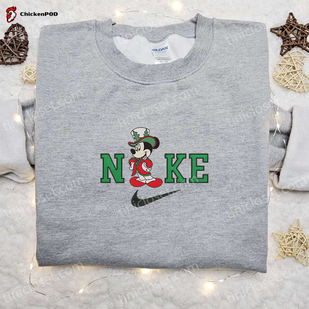 Nike Christmas x Mickey Mouse Embroidered Sweatshirt: Walt Disney Characters Shirt Best Gift Ideas