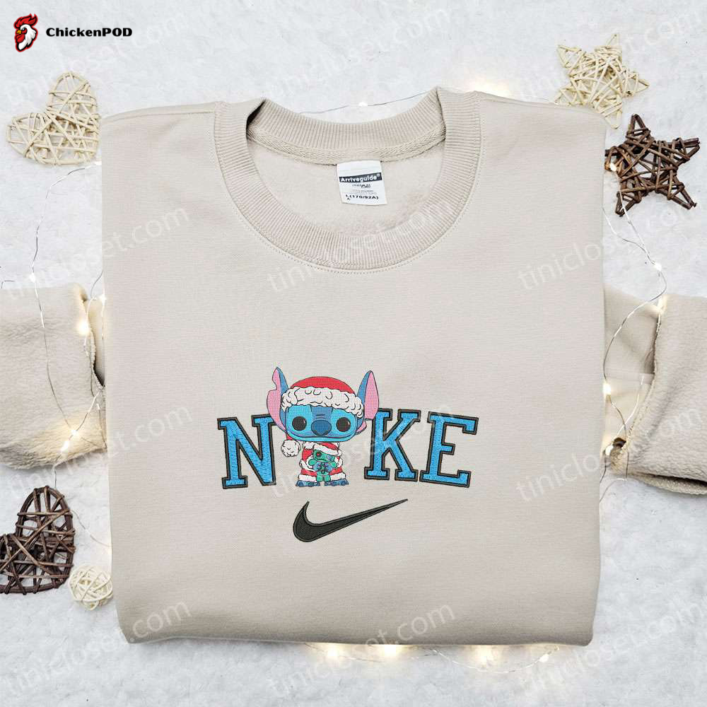 Nike Christmas x Stitch on Grinch Embroidered Sweatshirt: Movie Christmas Shirt Best Gift Ideas