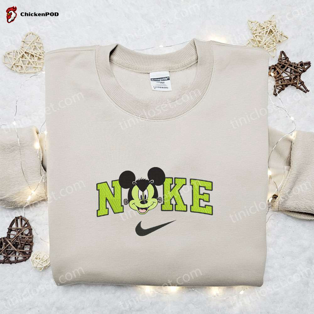 Mickey Head Dracula Laughing Halloween x Nike Embroidered Sweatshirt: Best Disney Characters Shirt for Halloween Gift Ideas