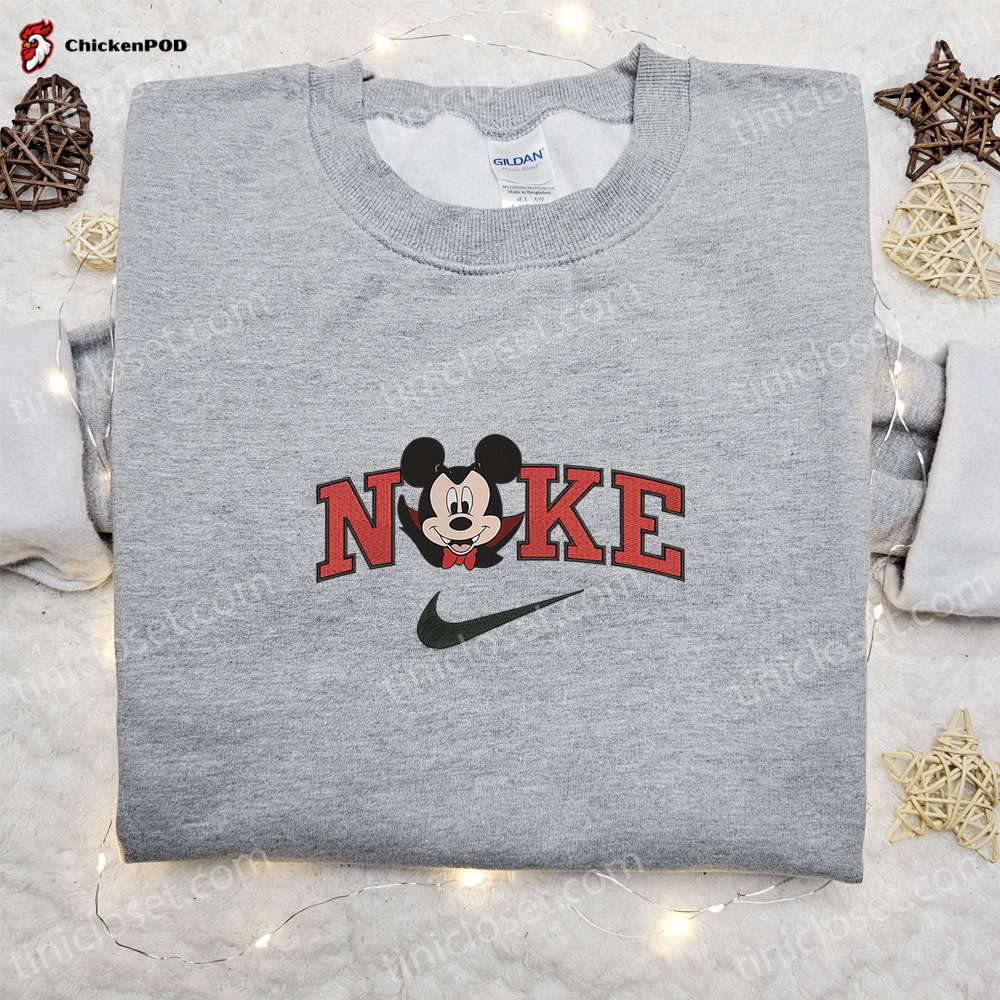 Nike Halloween x Mickey Head Dracula Laughing Sweatshirt: Walt Disney Characters Embroidered Shirt Best Halloween Gift Ideas