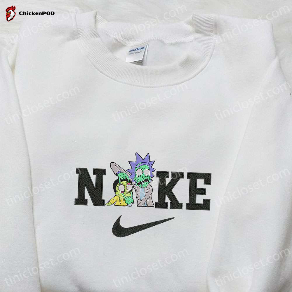 Nike Rick and Morty Halloween Embroidered Shirt – Cartoon Inspired Design for a Spooky Nike Shirt