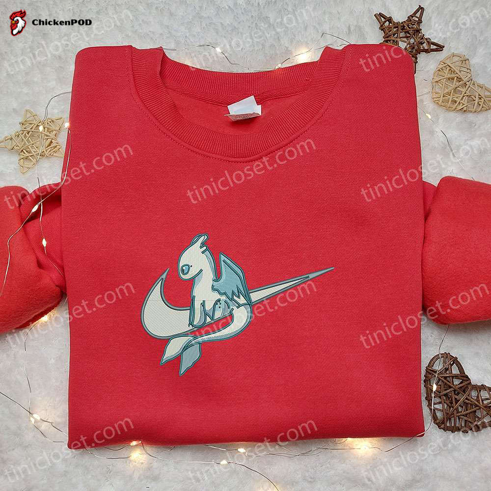 Nike Swoosh x Light Fury Embroidered Shirt & How To Train Your Dragon Cartoon Hoodie – Unique Nike Inspired Embroidered T-Shirt