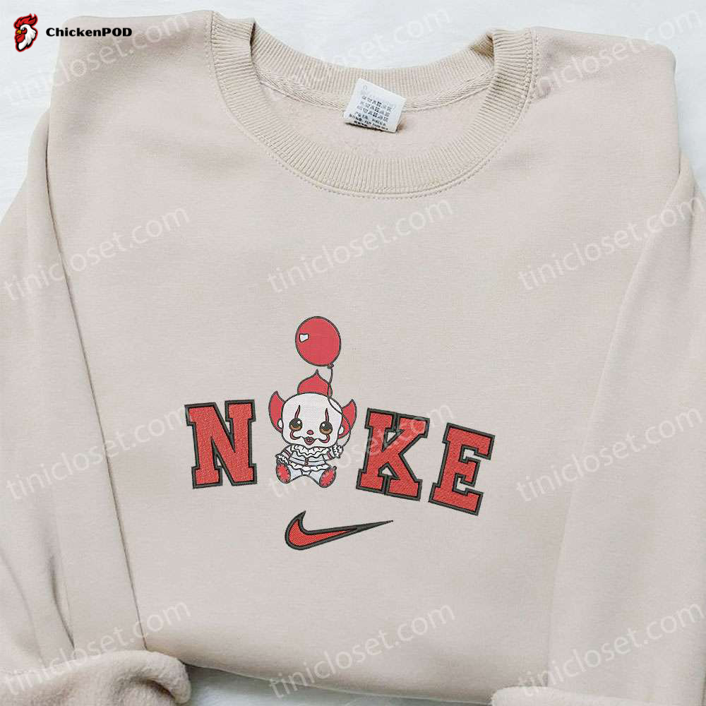 Nike x Baby Clown Pennywise Embroidered Hoodie – Funny Halloween Sweatshirt & T-shirt