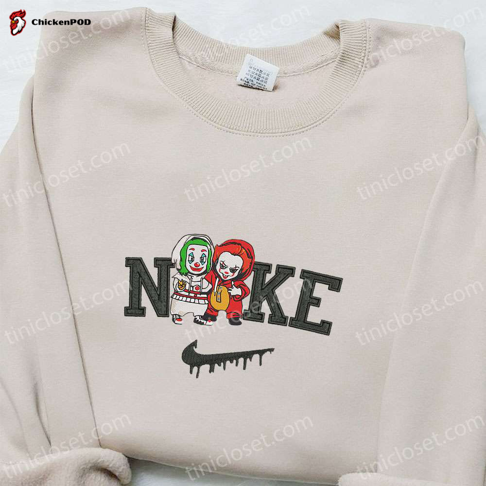 Nike x Baby Joker & Pennywise Embroidered Shirt: Horror Characters Best Halloween Gifts