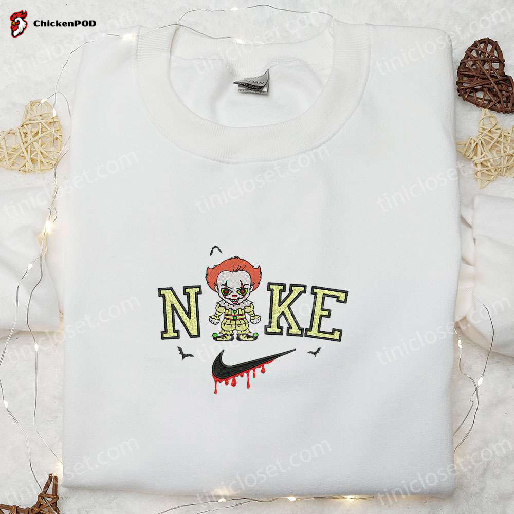 Nike x Baby Pennywise Embroidered Hoodie Horror Movie Sweatshirt & T-shirt Nike Inspired Embroidery