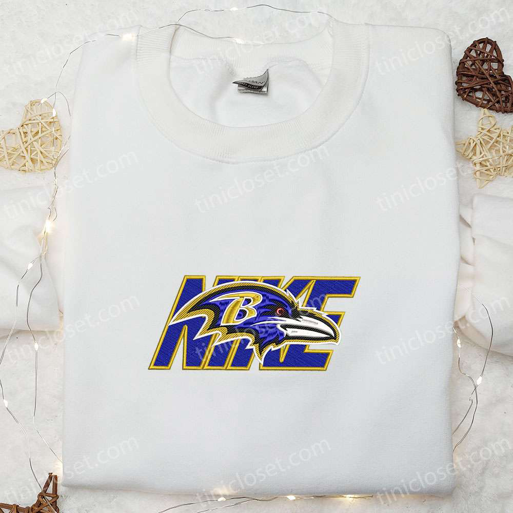 Nike x Baltimore Ravens Embroidered Hoodie & NFL Sports Shirt – Stylish Nike Inspired Gear