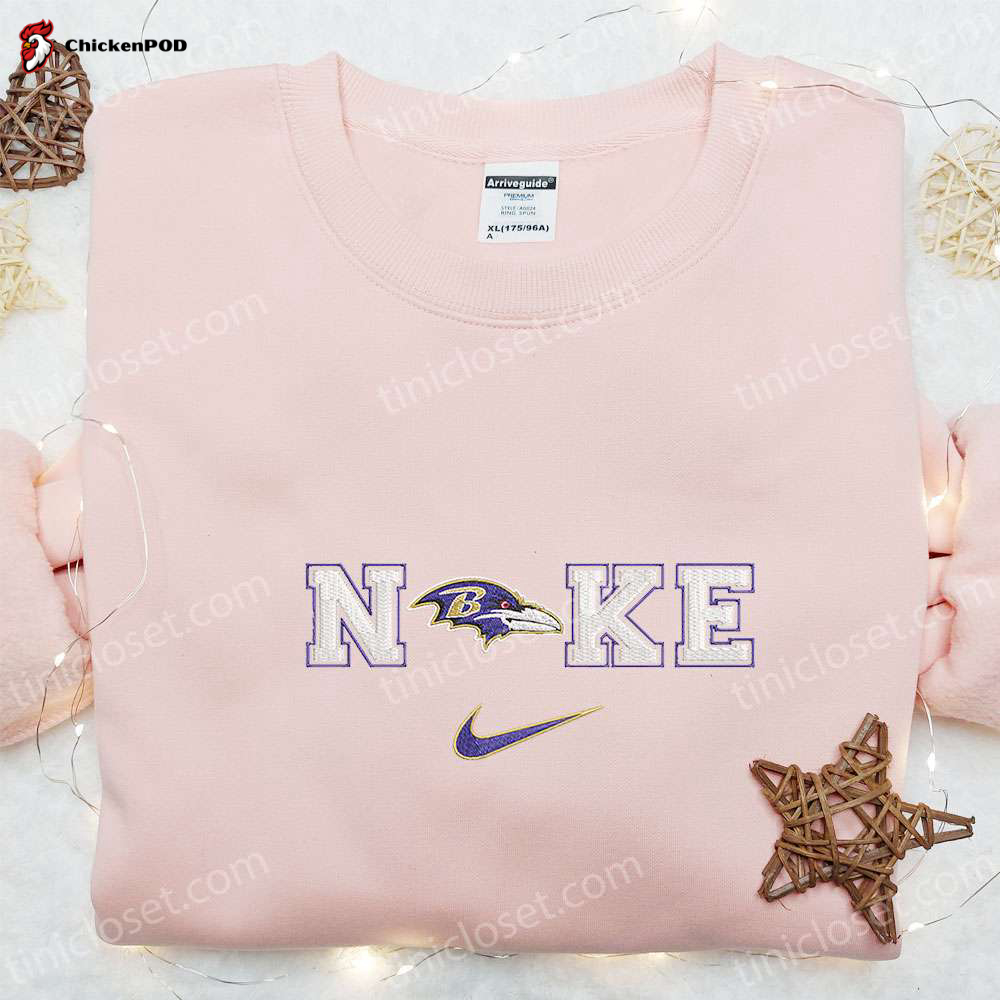 Nike x Baltimore Ravens Embroidered Hoodie & NFL Sports Shirt – Stylish Nike Inspired Gear