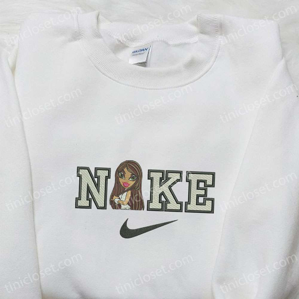 Stylish Nike x Bratz Embroidered Sweatshirt Cartoon Shirt & T-shirt: Fashion Inspired by Nike Perfect for Trendsetters