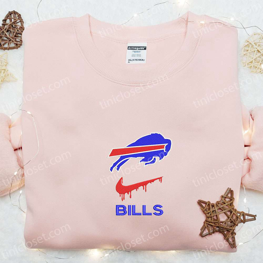 Nike x Buffalo Bills Embroidered Hoodie & T-Shirt: Authentic NFL Sports Apparel with Nike Inspiration