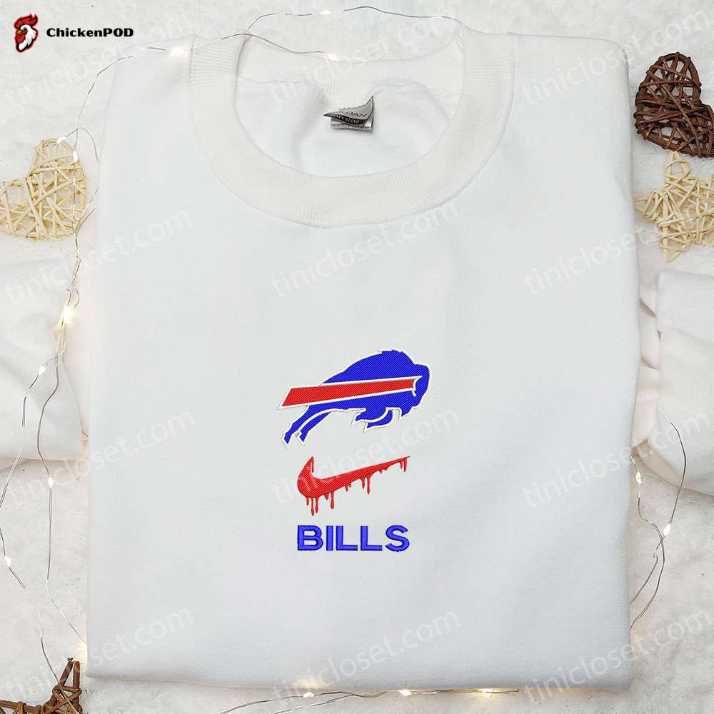 Nike x Buffalo Bills Embroidered Hoodie & T-Shirt: Authentic NFL Sports Apparel with Nike Inspiration