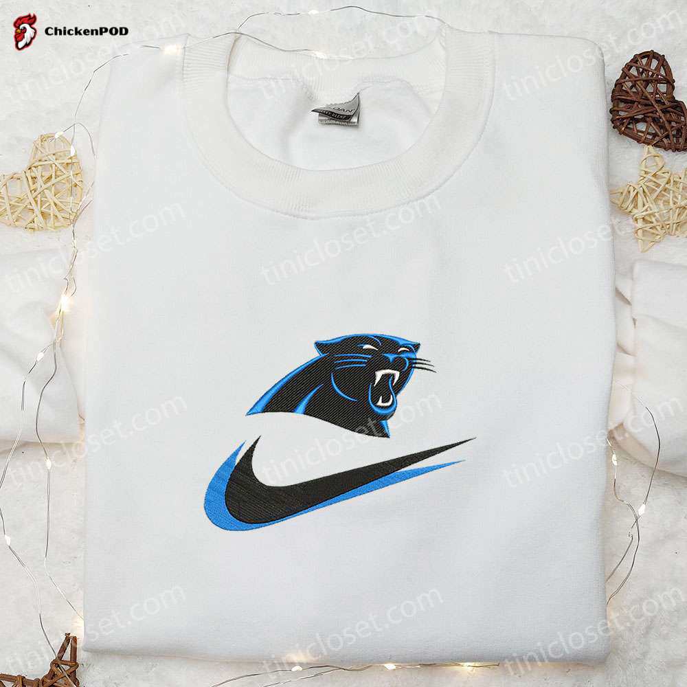 Nike x Carolina Panthers Embroidered T-Shirt & NFL Sports Hoodie: Exclusive Nike Inspired Embroidery