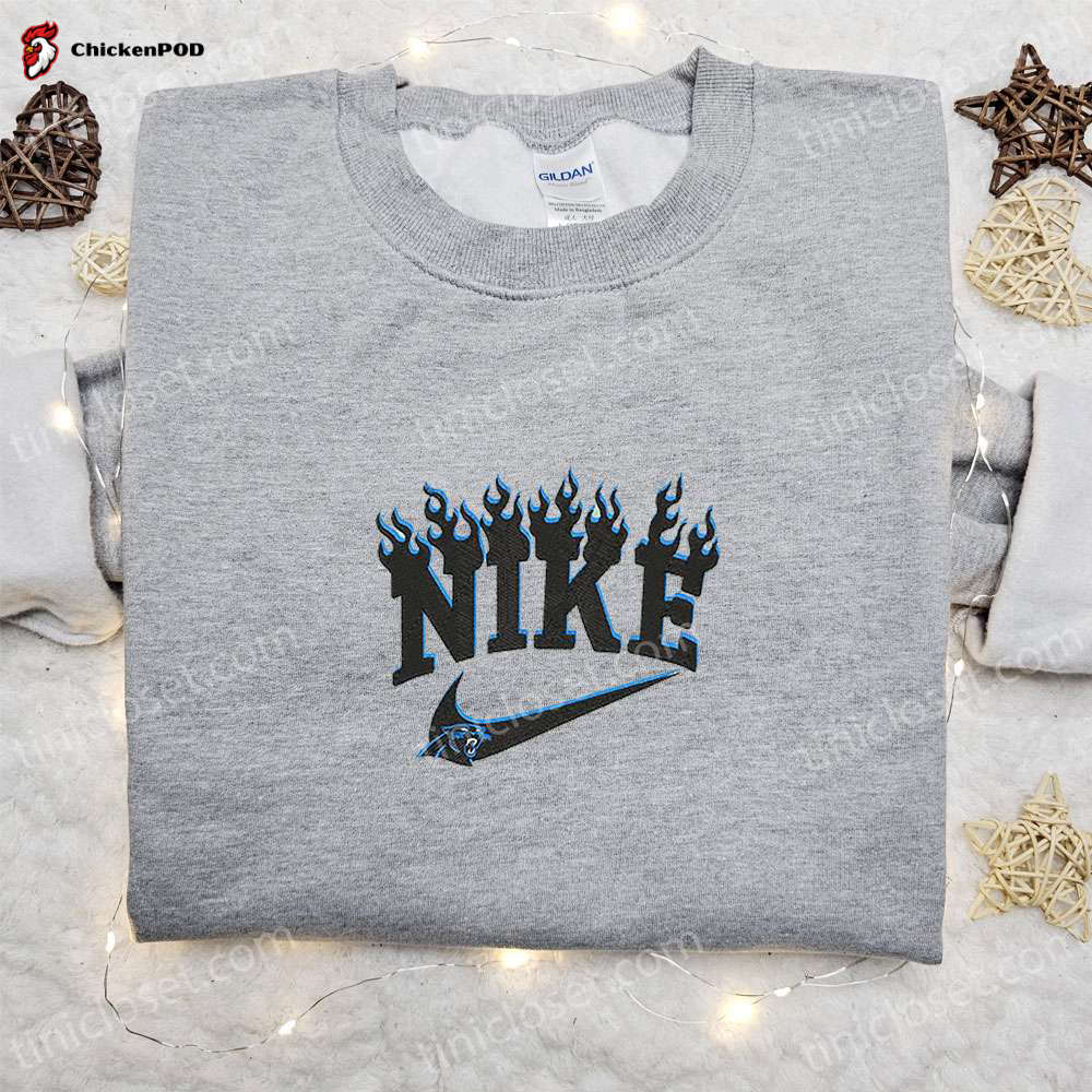 Nike x Carolina Panthers Embroidered T-Shirt & NFL Sports Hoodie: Exclusive Nike Inspired Embroidery