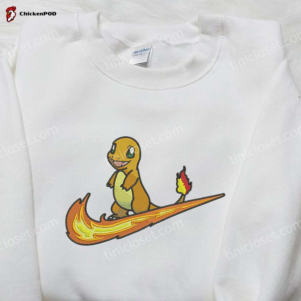 Pokemon Embroidered Shirt: Nike x Charmander Stand Custom Design for the Ultimate Fan