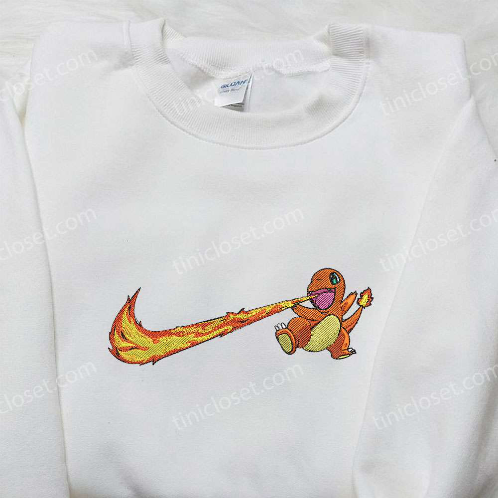 Charmander Pokemon Embroidered Shirt – Exclusive Nike Collaboration Custom Swoosh Design