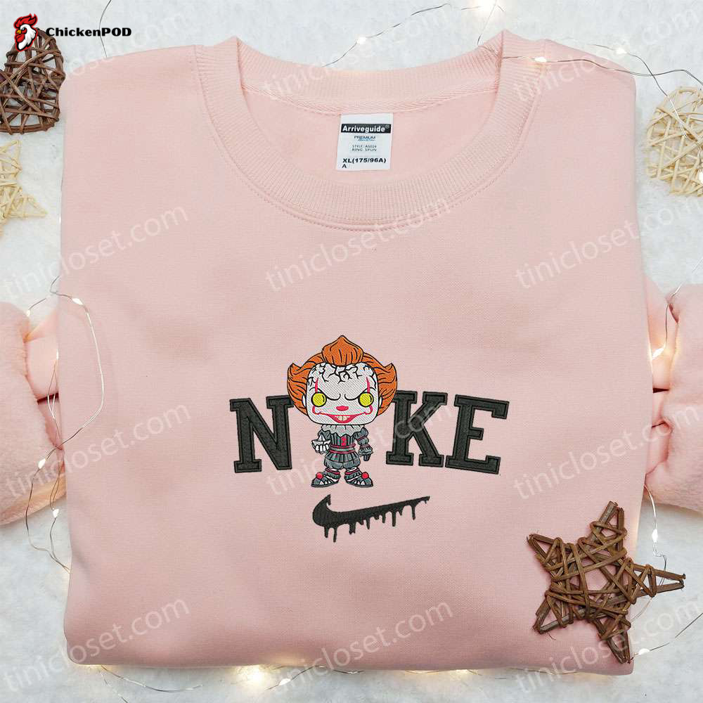 Nike x Chibi Pennywise Embroidered Shirt & Hoodie: Funny Halloween Gifts for Lovers