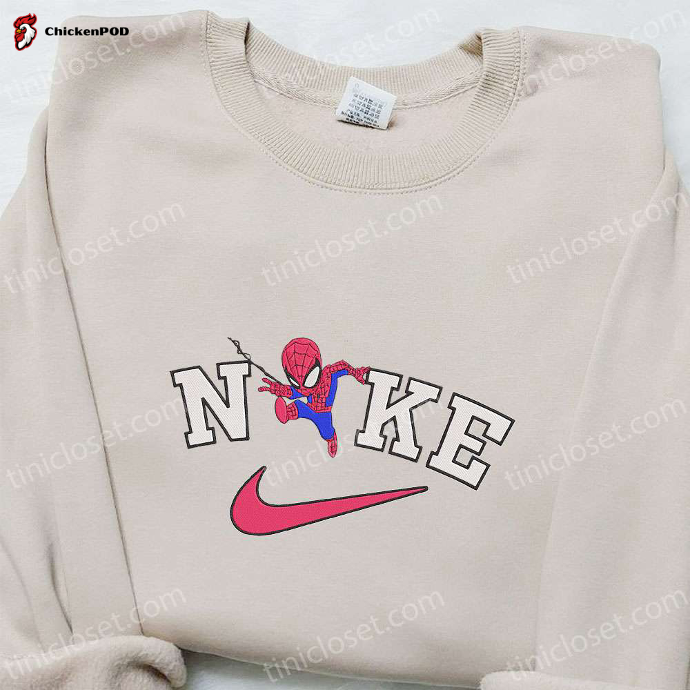 Nike x Chibi Spider-Man Embroidered Shirt: Best Nike Inspired T-shirt Perfect Gift for Family