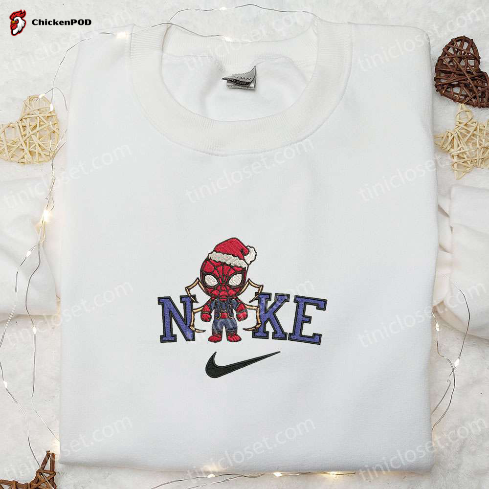 Nike x Christmas Chibi Spider-Man Shirt & Hoodie: Embroidered Family Christmas Gifts