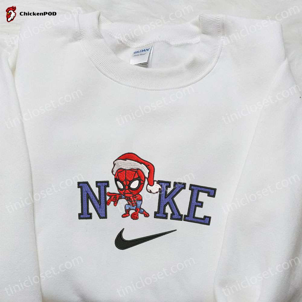 Nike x Chibi Spider-Man Santa Claus Embroidered Shirt & Hoodie: Perfect Family Christmas Gifts