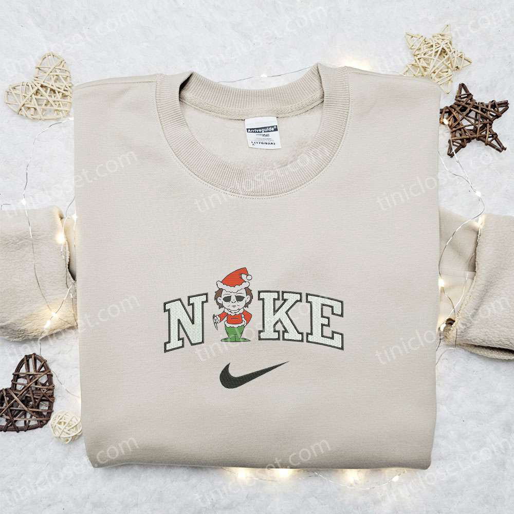 Nike x Christmas Michael Myers Embroidered Sweatshirt: Cool Halloween Hoodie & Best Family Gift Ideas