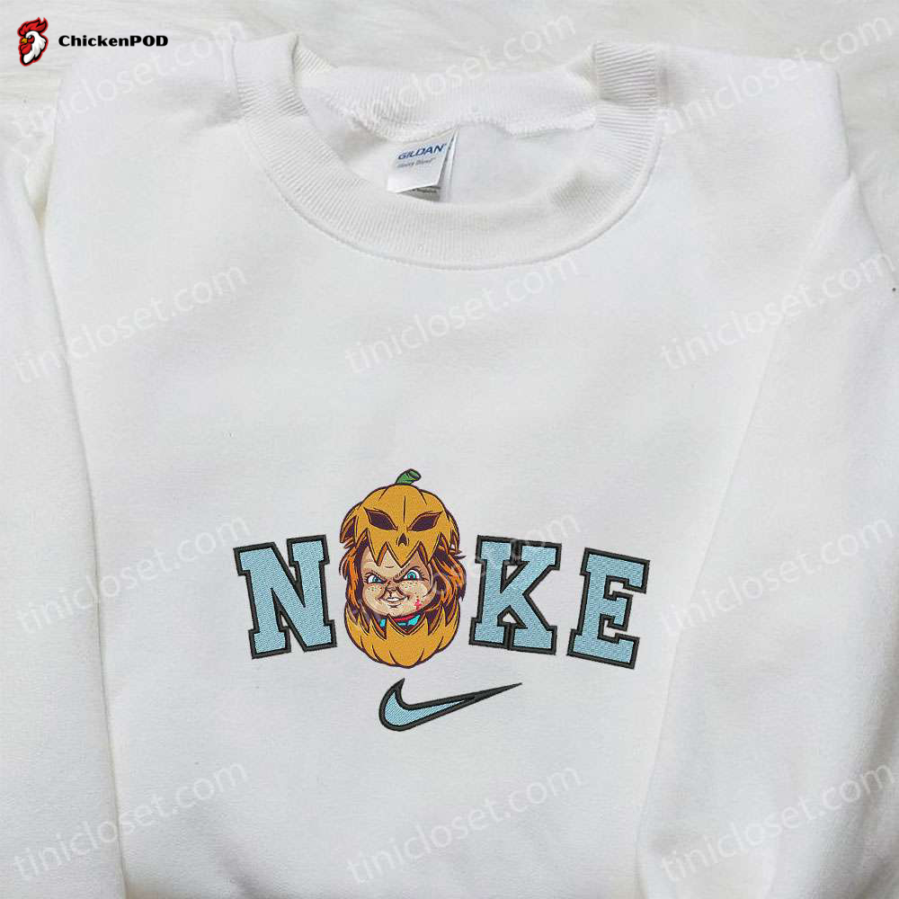 Nike x Chucky Inside Pumpkin Embroidered Shirt – Child s Play Horror Movies Killer – Custom Nike