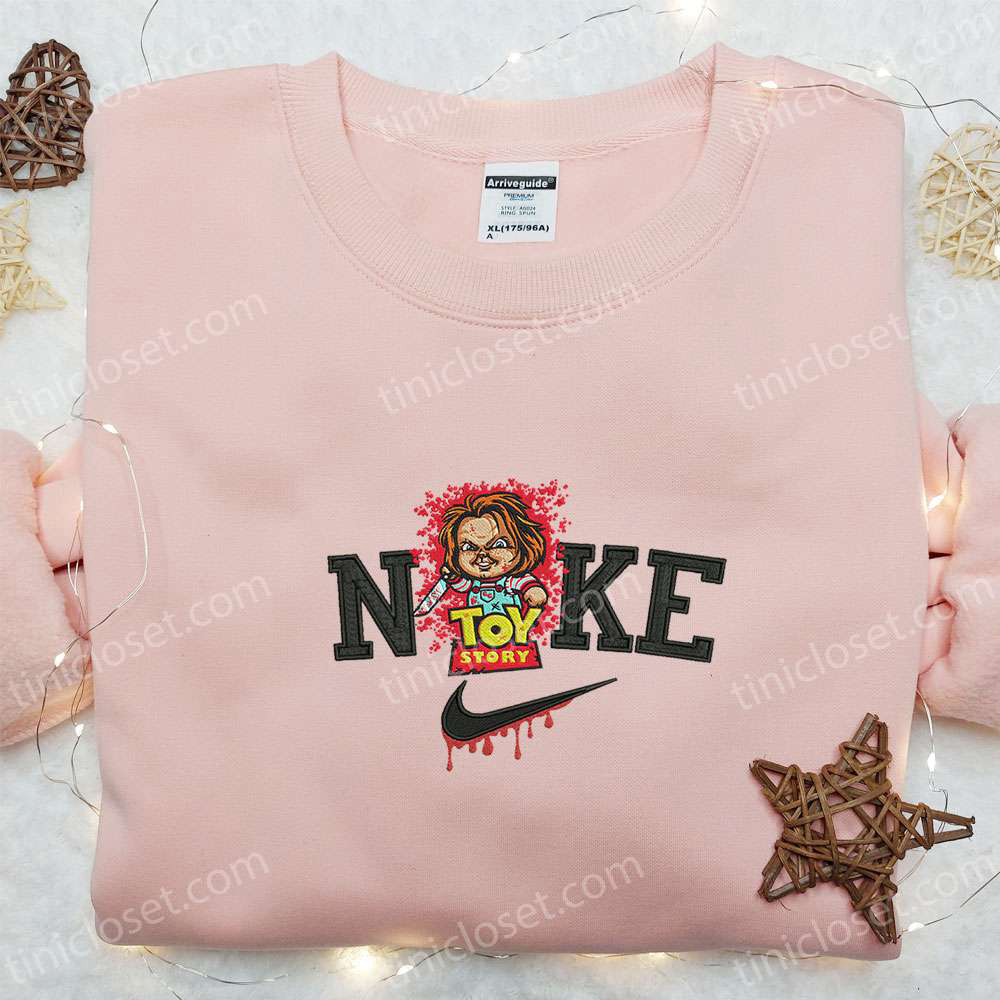 Nike x Chucky Toy Story Buddy Embroidered Shirt: Horror Movie Characters Sweatshirt & Nike Inspired Hoodie