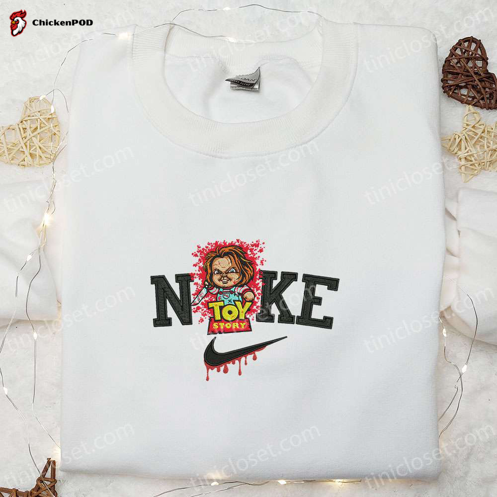 Nike x Chucky Toy Story Buddy Embroidered Shirt: Horror Movie Characters Sweatshirt & Nike Inspired Hoodie