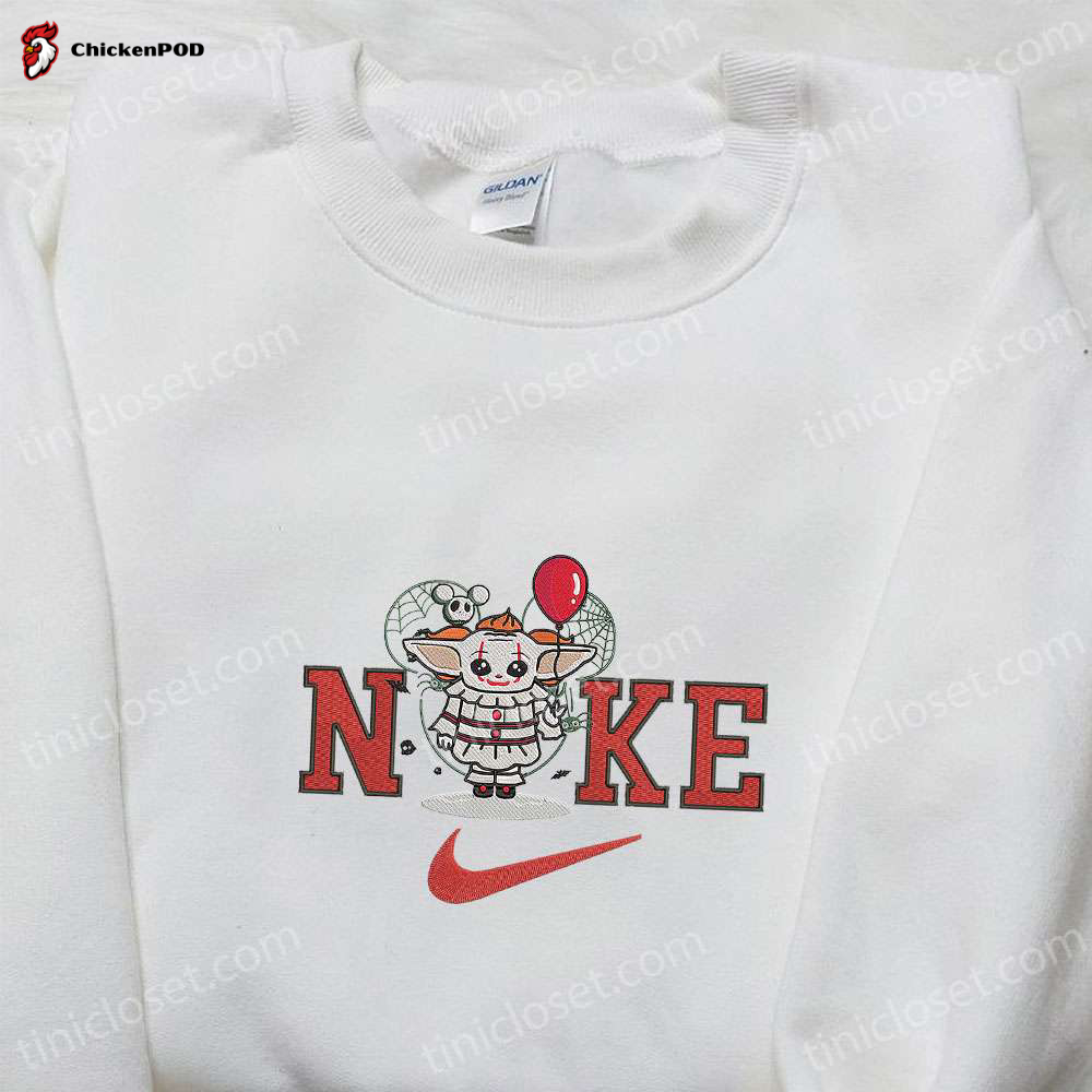 Nike x Chibi Pennywise Embroidered Shirt & Hoodie: Funny Halloween Gifts for Lovers