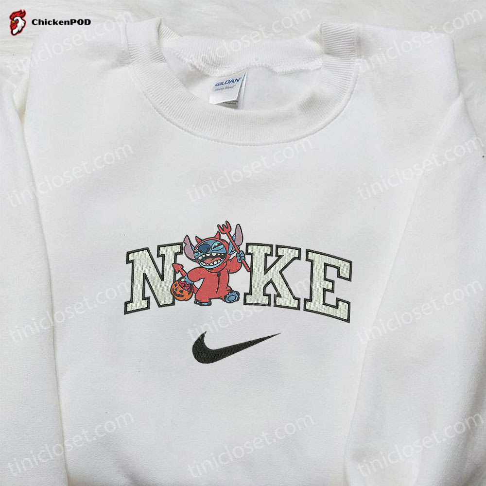 Stylish Nike x Devil Stitch Embroidered Sweatshirt Disney Halloween Hoodie & Adorable Shirt