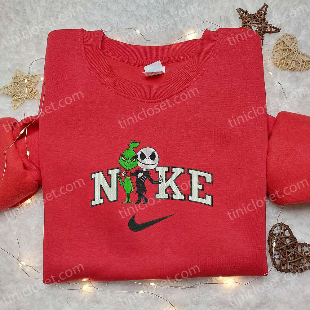 Spooky Fun: Nike x Grinch & Jack Skellington Embroidered Hoodie & T-shirt – Best Halloween Costumes