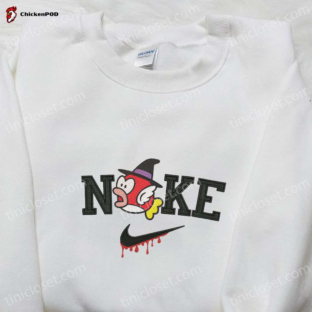 Nike x Halloween Cheep Cheep Super Mario Embroidered Shirt: Game Characters & Nike Inspired Design