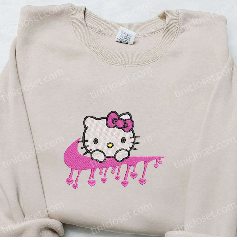 Nike x Hello Kitty Heart Embroidered Hoodie Valentine Sweatshirt & T-Shirt Nike Inspired Apparel