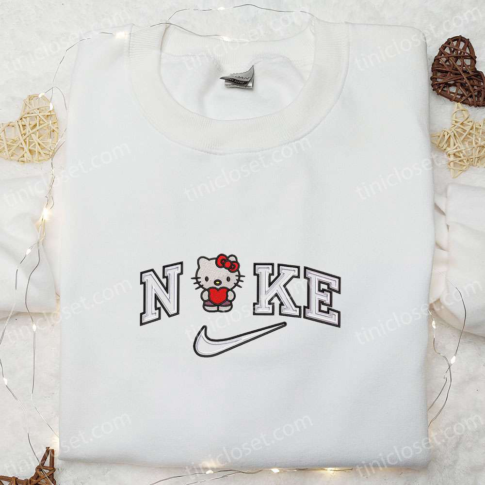 Nike x Kitty Couple Love Embroidered Shirt & Sweatshirt: Valentine Cartoon Apparel