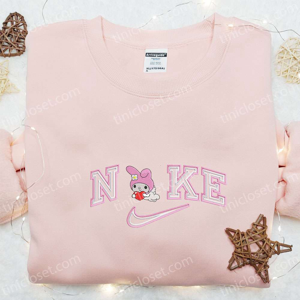 Nike x Kitty Melody Couple Love Hoodie & Valentine Embroidered T-shirts: Cartoon Embroidery Bliss!