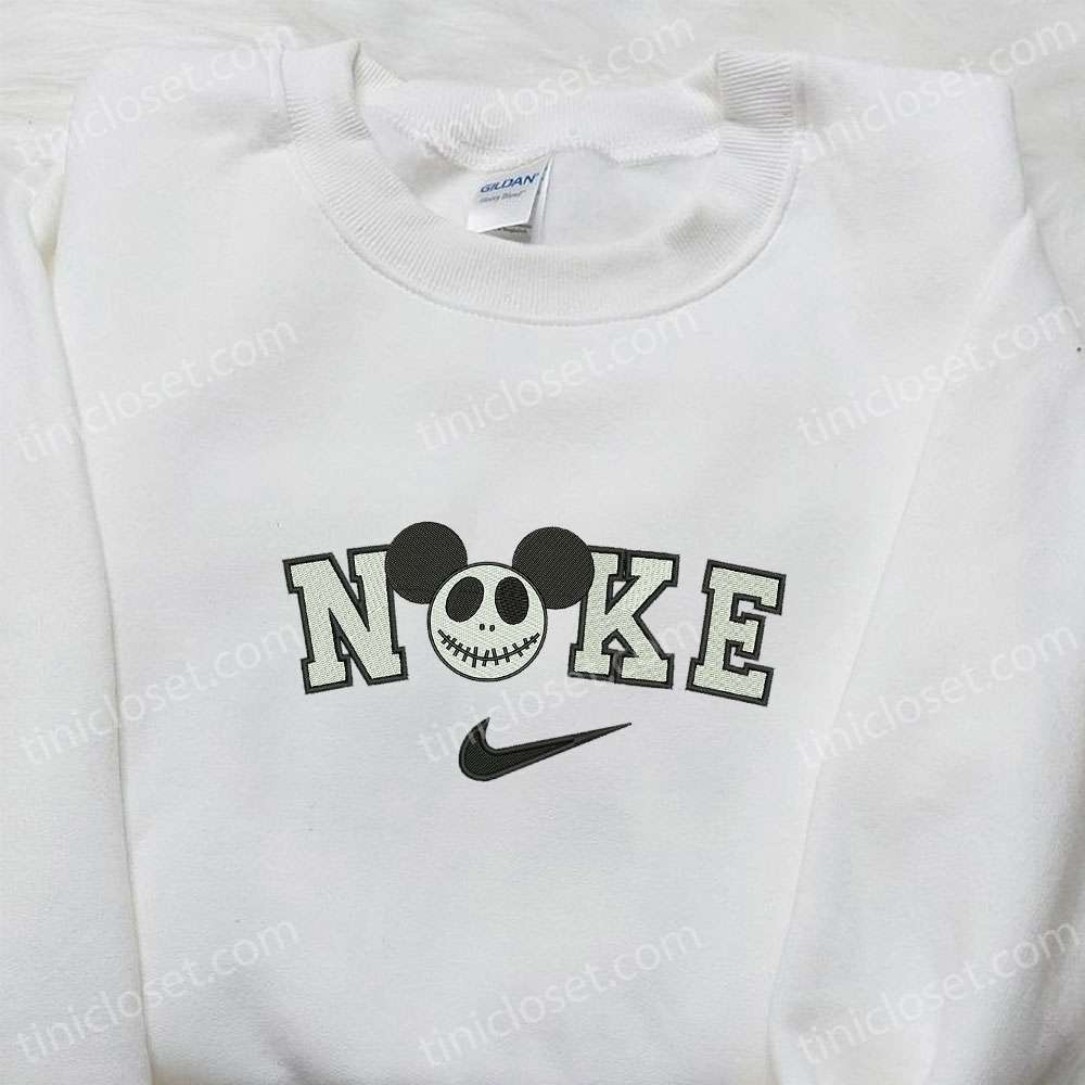 Nike x Mickey Jack Skellington Embroidered Shirt: Spooky Disney Halloween-Inspired Design by Nike