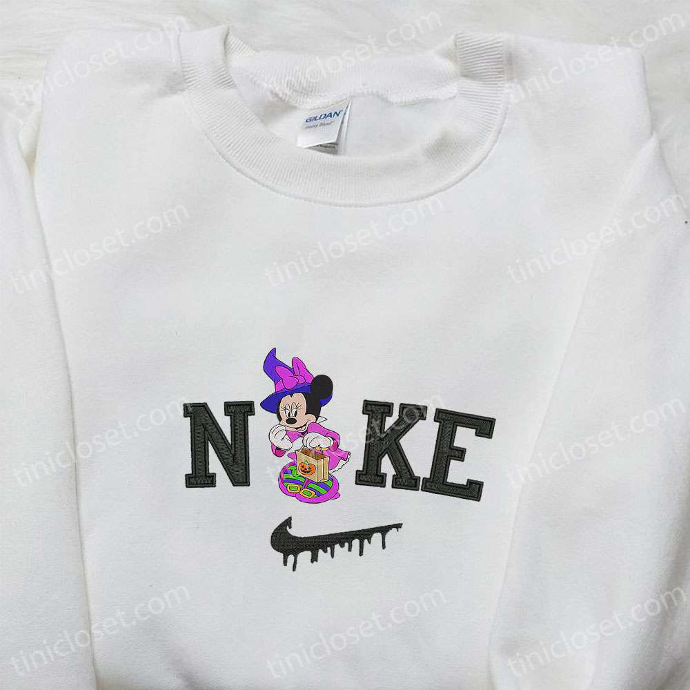 Spooky Nike x Minnie Witch Halloween Shirt & Disney Characters Sweatshirt – Perfect Family Gifts