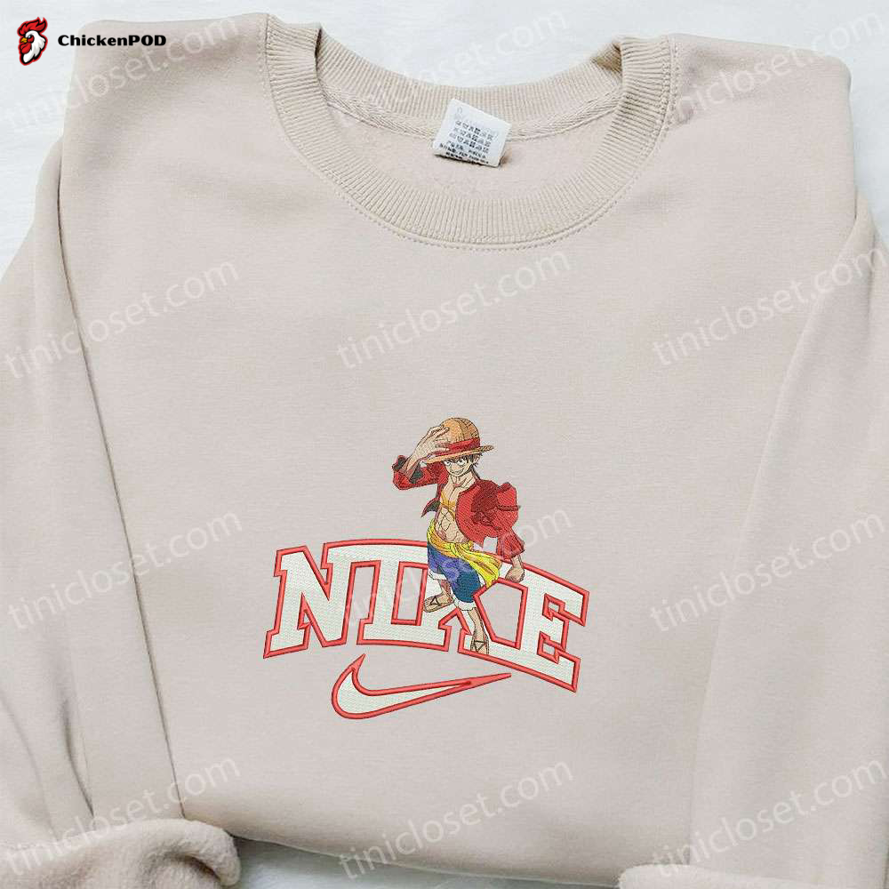 Nike x Monkey D Luffy Anime Sweatshirt & T-shirt: Best Birthday Gift Ideas with Nike-Inspired Embroidery