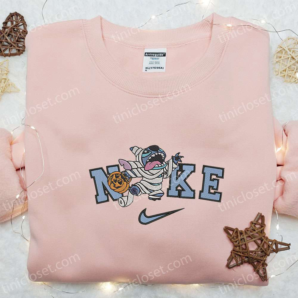 Nike x Mummy Stitch T-Shirt Disney Halloween Hoodie & Nike Inspired Sweatshirt: Spooky Embroidered Apparel