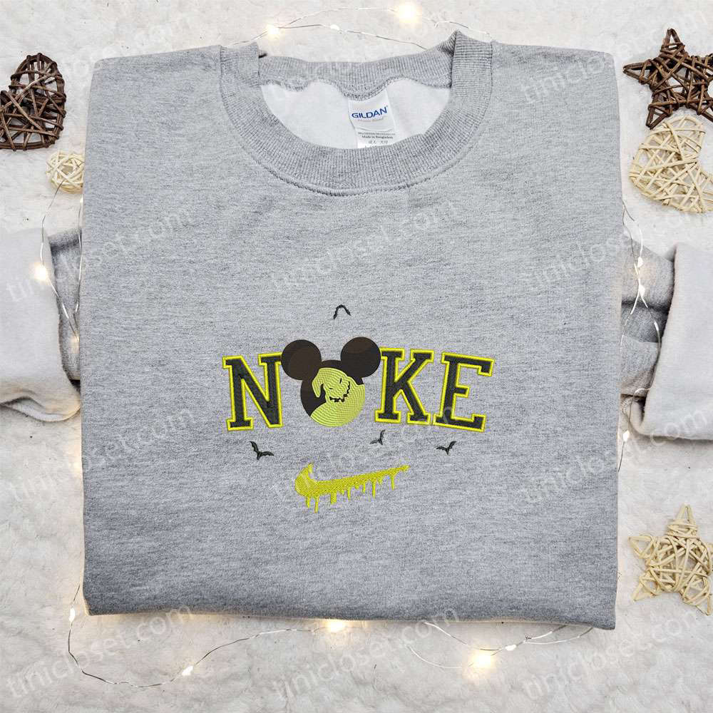 Nike x Oogie Boogie Mickey Head Embroidered Shirt: Disney Halloween T-shirt & Nike Inspired Sweatshirt