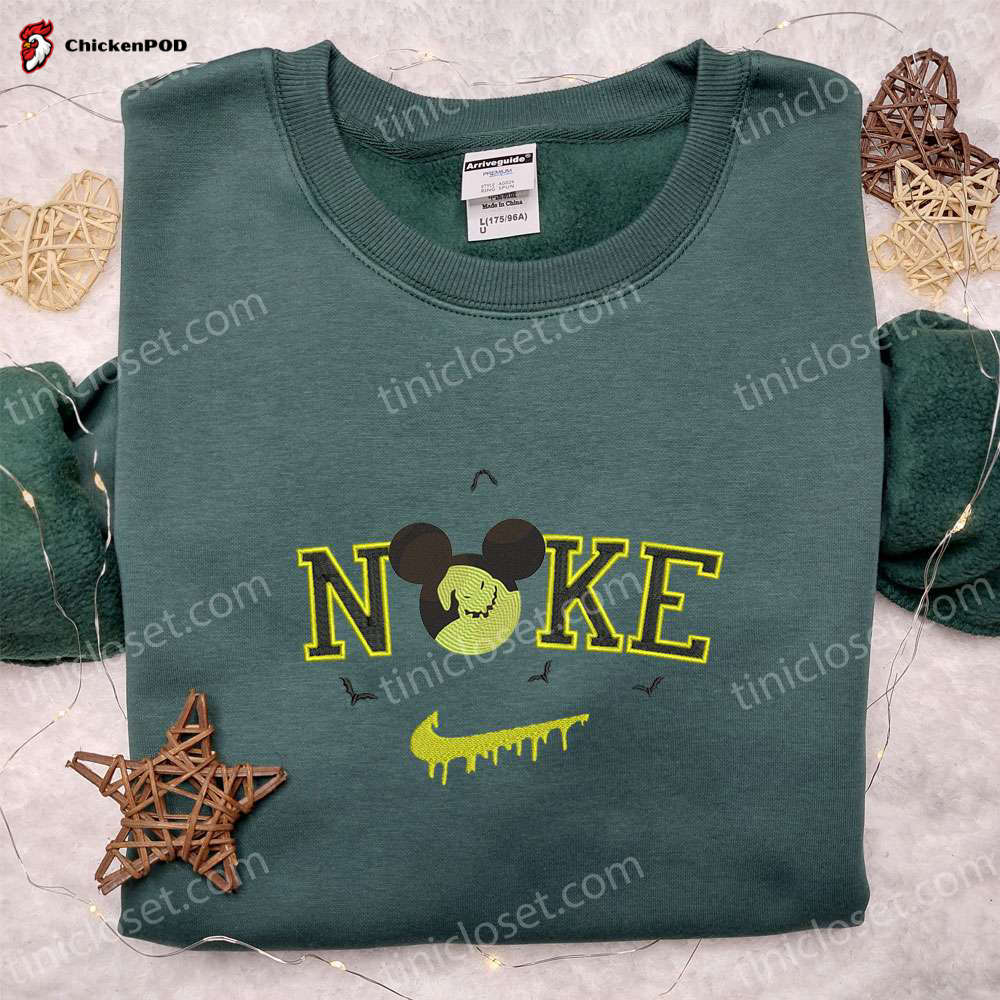 Nike x Oogie Boogie Mickey Head Embroidered Shirt: Disney Halloween T-shirt & Nike Inspired Sweatshirt