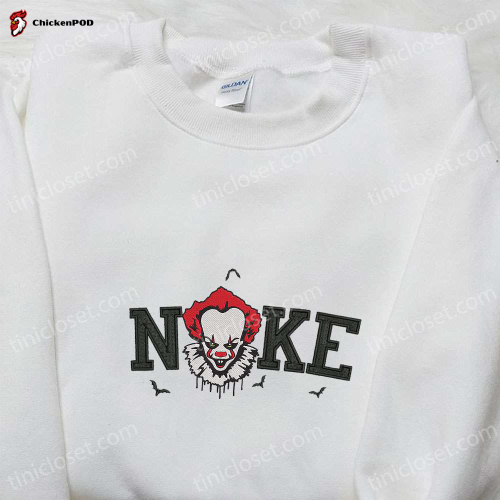 Nike x Chibi Pennywise Stitch Embroidered Shirt & Disney Halloween Hoodie – Perfect Gifts for Halloween Lovers