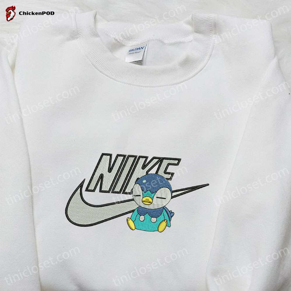 Anime-Inspired Nike x Piplup Embroidered Shirt: Pokemon Anime Shirt with Nike Touch