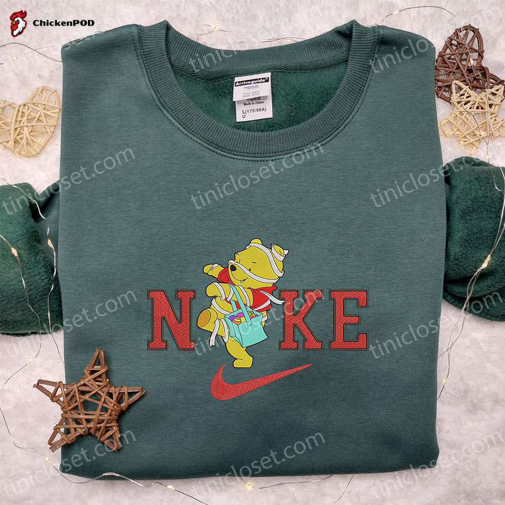 Nike x Pooh Mummy Embroidered Shirt: Adorable Halloween & Nike Inspired Design