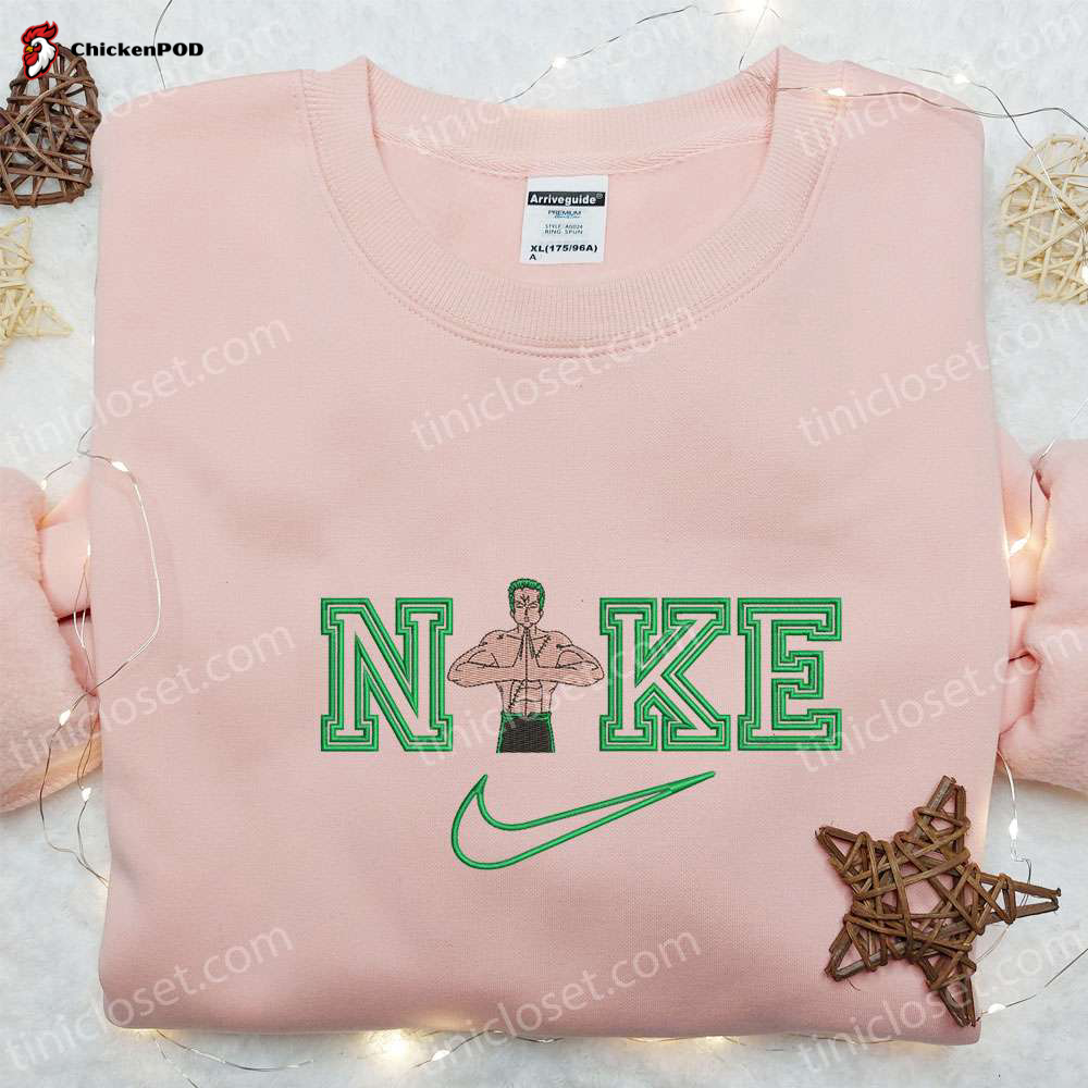 Swoosh x Roronoa Zoro Anime Sweatshirt: Nike Inspired Embroidered Shirt Perfect Birthday Gift for Family