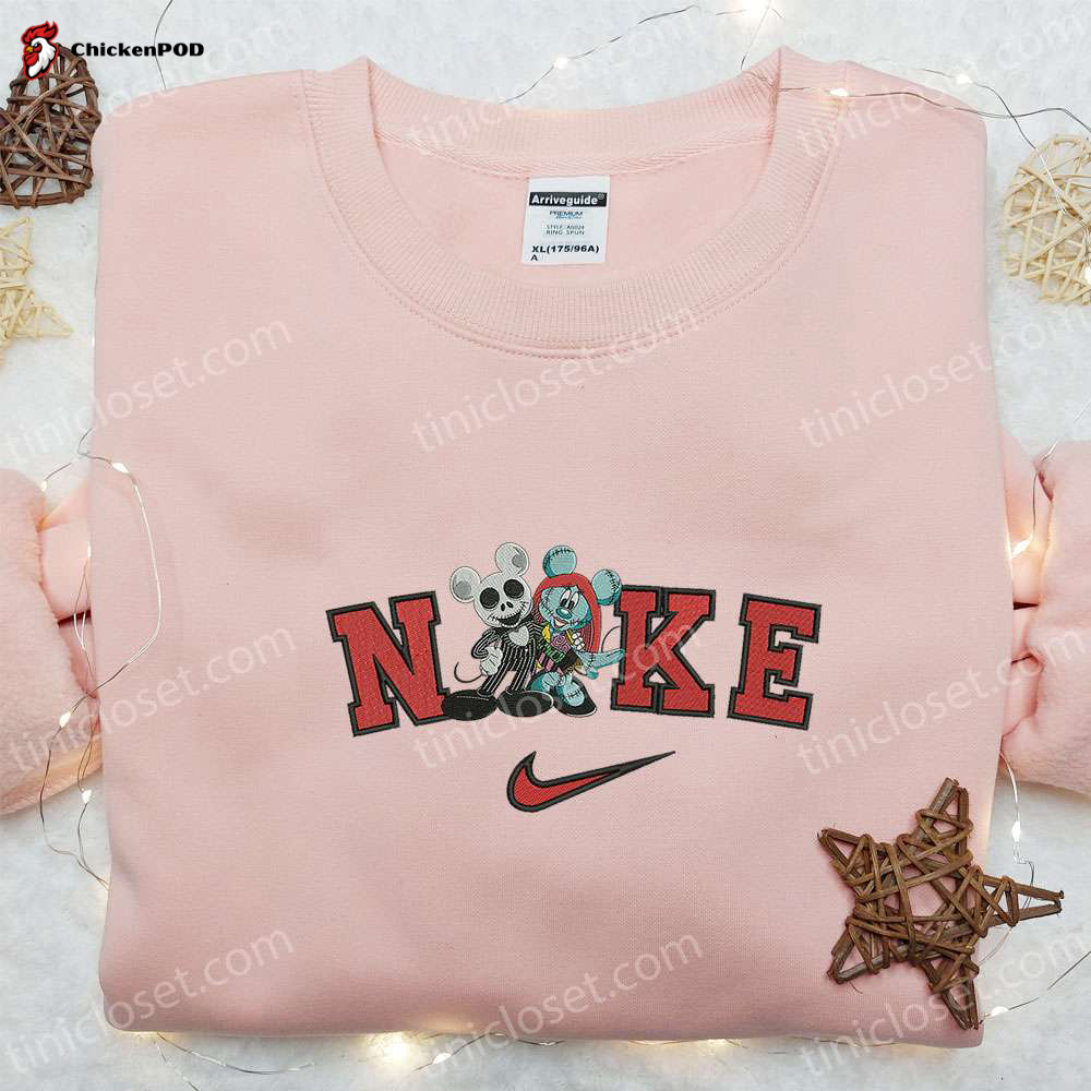 Nike x Baby Lock Embroidered Hoodie Nightmare Before Christmas Characters Sweatshirt Nike Inspired T-shirt