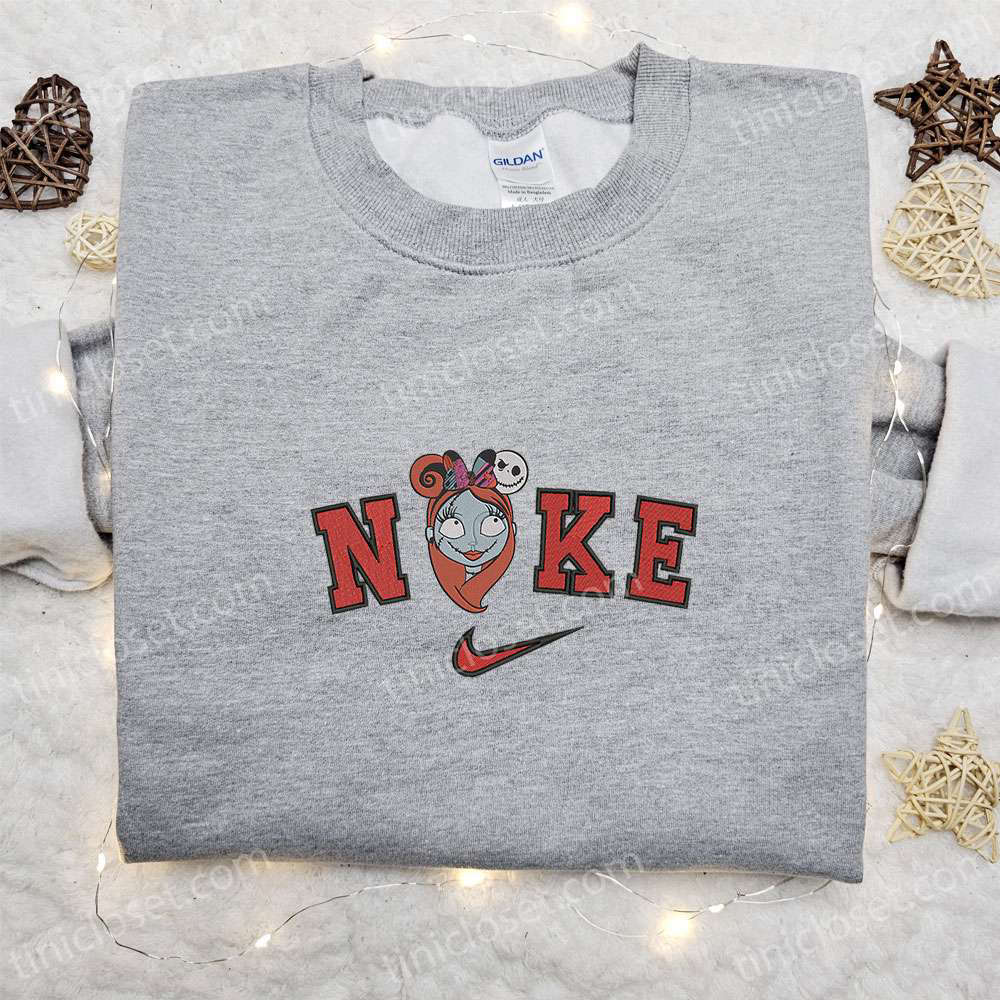 Disney Halloween Embroidered Sweatshirt with Nike x Sally Minnie Mouse Ears – Spooky & Stylish Nike Inspired Shirt