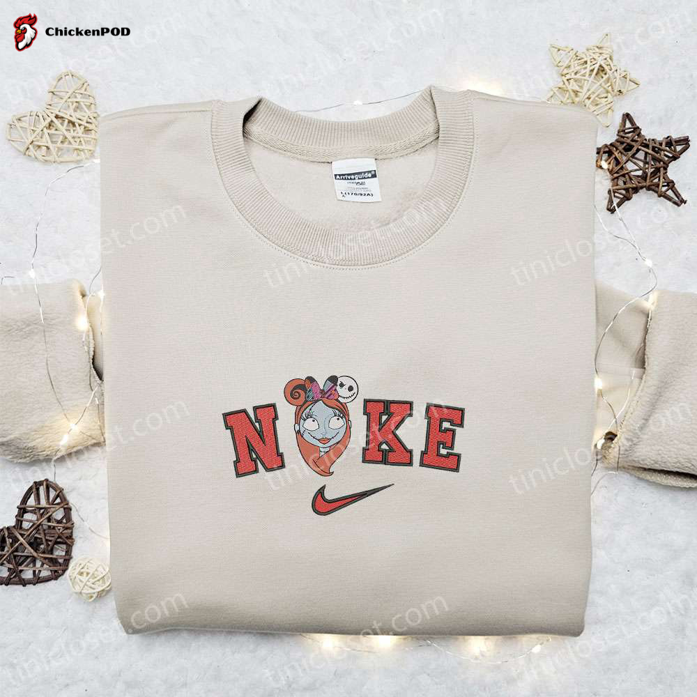 Disney Halloween Embroidered Sweatshirt with Nike x Sally Minnie Mouse Ears – Spooky & Stylish Nike Inspired Shirt