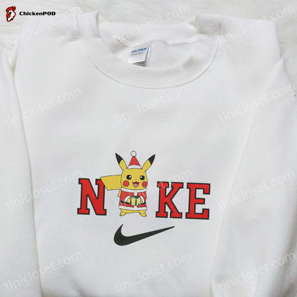 Exclusive Nike x Santa Pikachu Embroidered Shirt Anime Sweatshirt & Pokemon Hoodie: Get Your Pikachu Merch Now!